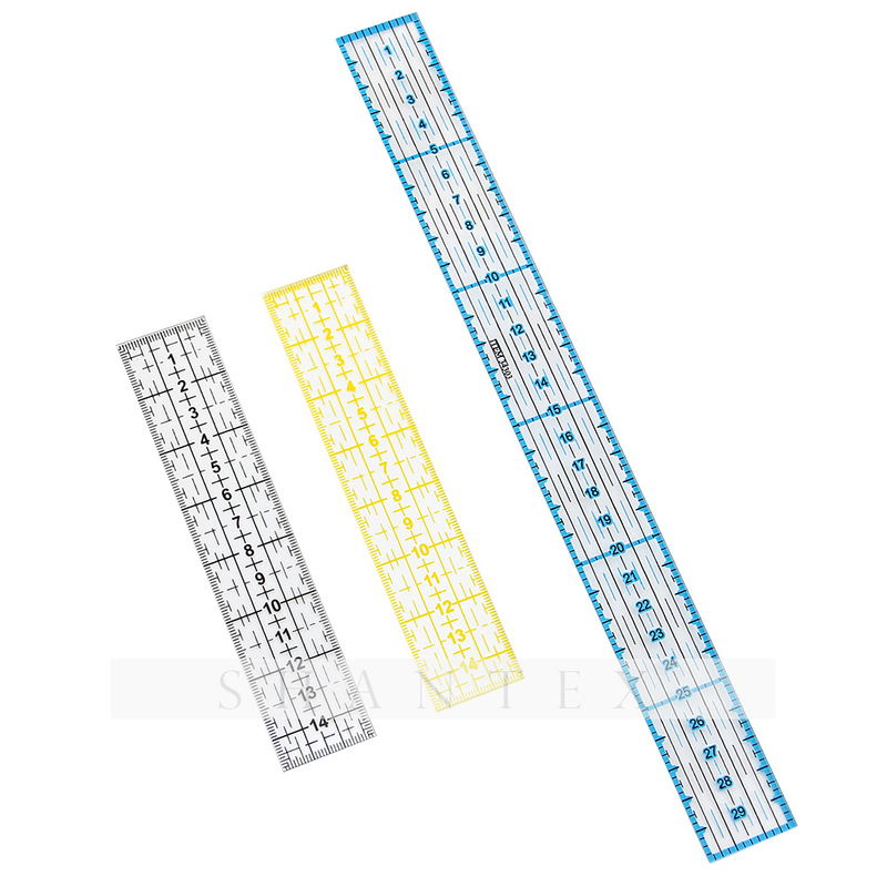Regla de diseño rectangular Plantilla de perspex color fluorescente Regla de acolchado de acrílico amarillo neón