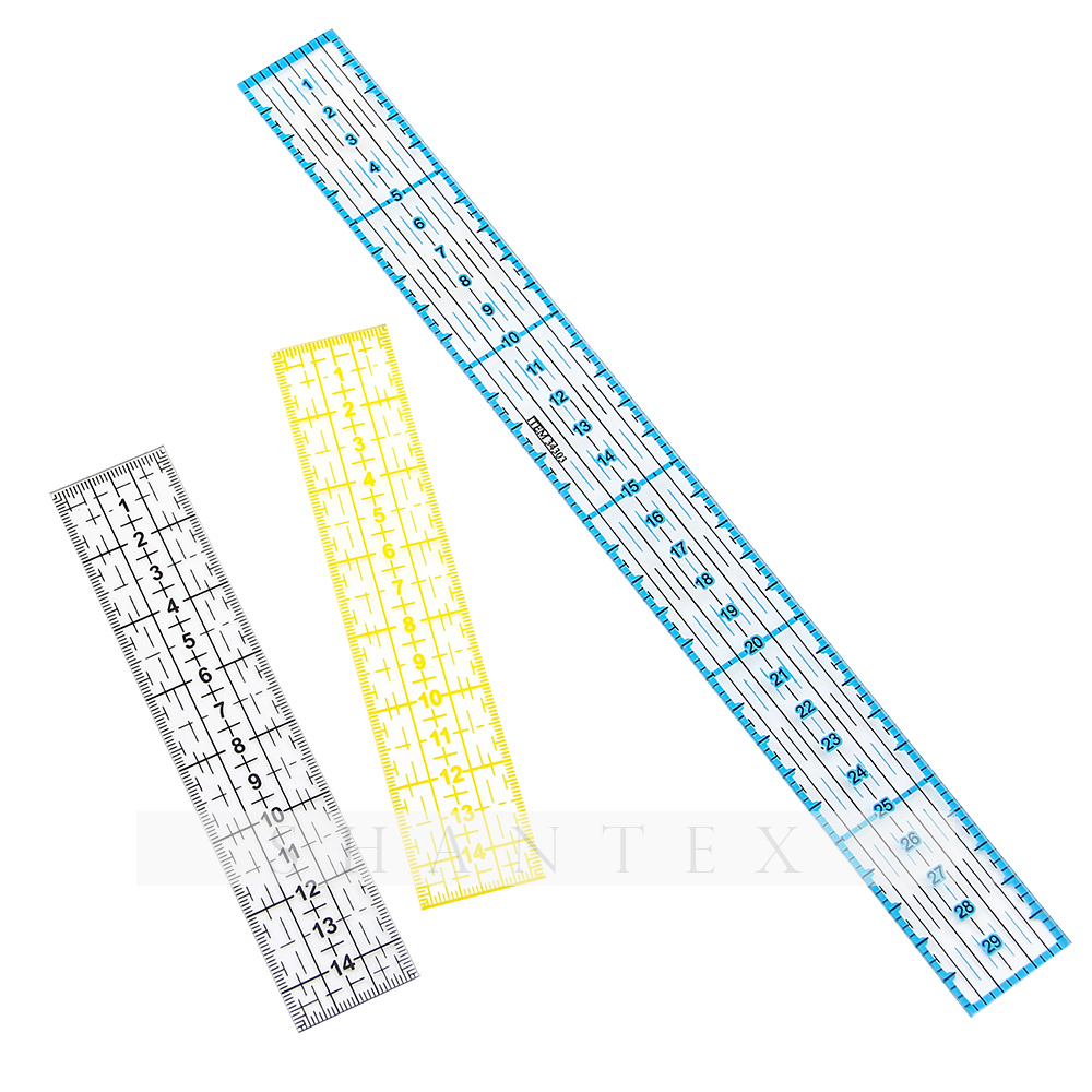 Regla de diseño rectangular Plantilla de perspex color fluorescente Regla de acolchado de acrílico amarillo neón