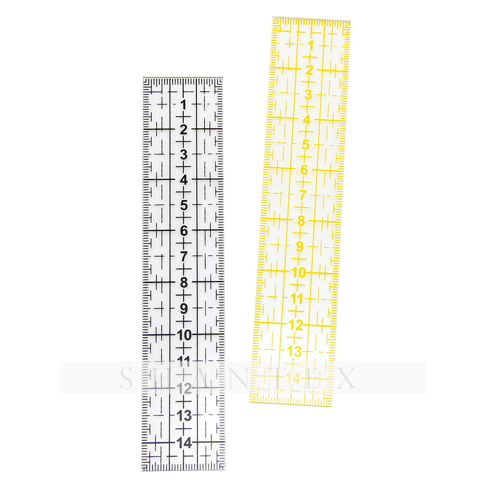 Regla de diseño rectangular Plantilla de perspex color fluorescente Regla de acolchado de acrílico amarillo neón